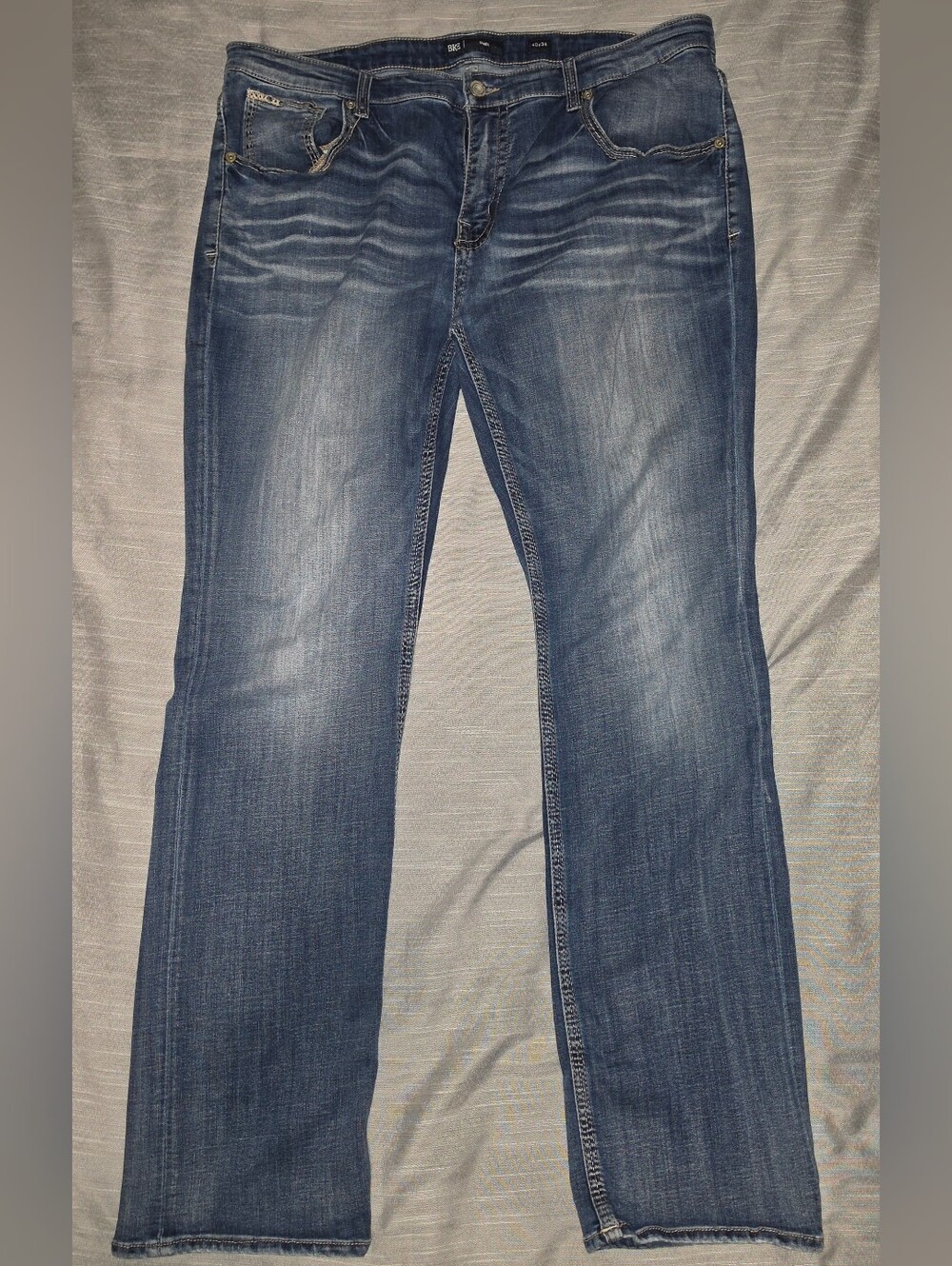 BKE Derek Mens Straight Leg Jeans Dark/medium Wash Blue Denim 40x34  Stretch